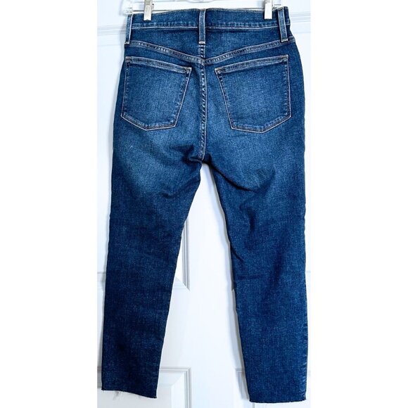 J. CREW 10” High Rise Skinny Cropped Stretch Raw Hem Blue Jeans Denim Size 28P - Picture 3 of 6